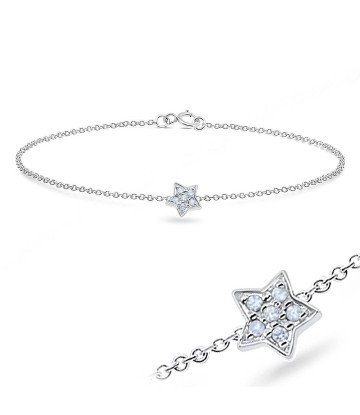 Sparkling Star with CZ Stones Silver Bracelet BRS-61